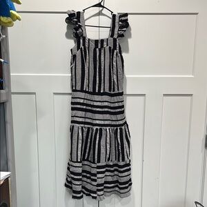 THML Small Striped Black and grey maxi tiers Summer slip on  Dress